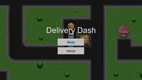 Lobby Delivery Dash dengan tombol Mulai dan Keluar